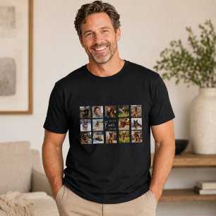 T-shirt Père chien papa photo collage noir