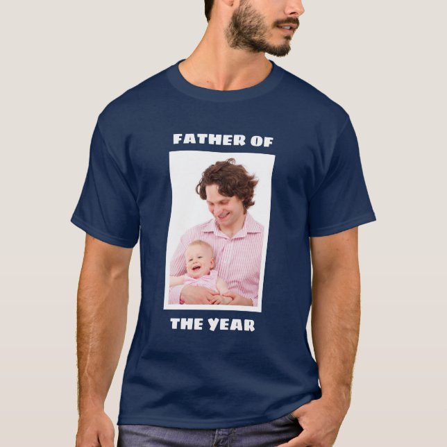 T-shirt Père De L'Année Photo Personnalisée Personnalisée  (Devant)