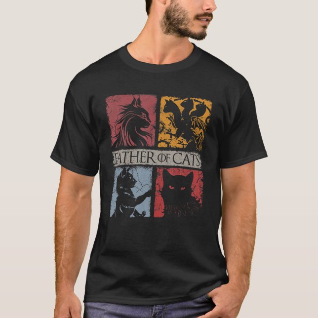 T-shirt Père Des Chats - Amoureux de les chats Chat Papa F (Devant)
