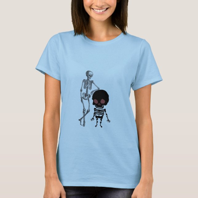 T-shirt Père et fils drôle de squelette (Devant)