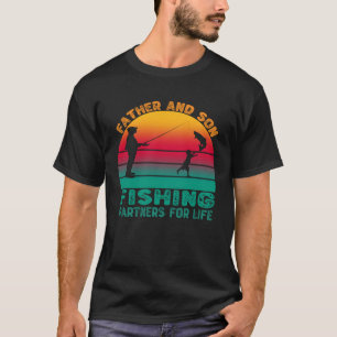 T-shirt Père Et Fils Partenaires De Pêche À Vie Rétro Gras