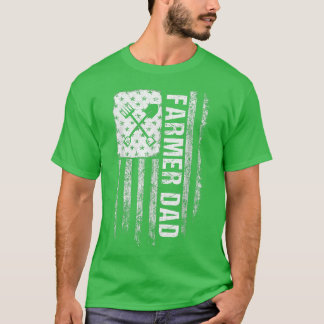 T-shirt Père fermier déçu Distressed American Flag Père de