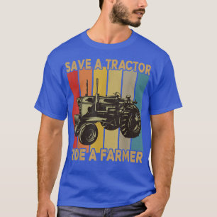 T-shirt Père Fermier Sauvez Un Tracteur Voyage Un Agricult