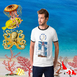 T-shirt Père Fille Bond Phare Meilleur Papa Jamais Bleu
