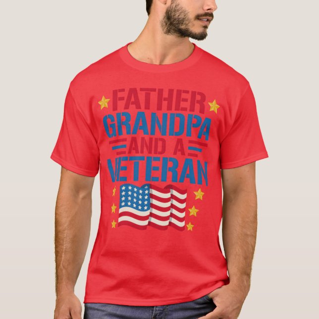 T-shirt Père Grand-Père Et Un Vétéran drôle (Devant)