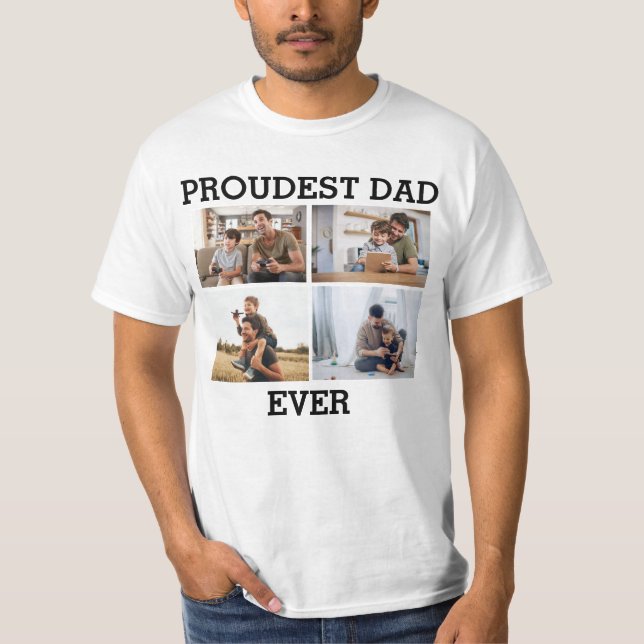 T-shirt Père le plus fier Père Jamais Père Photo Collage P (Devant)