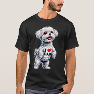 T-shirt Père maltais j'aime papa maltais
