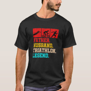 T-shirt Père Mari Triathlon Légende Run Swim Bike Tria