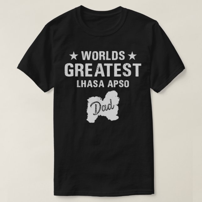 T-shirt Père Mondes plus grand Lhasa Apso Chien Papa Paw m (Design devant)