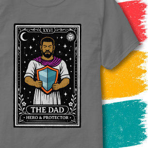 T-shirt Père Mystique Gardien Bouclier Style de Carte de T