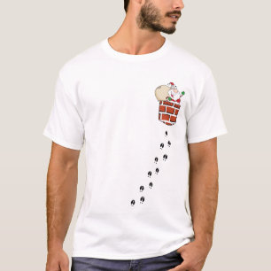 T-shirt Père Noël à Chimney avec poche Reindeer Tracks