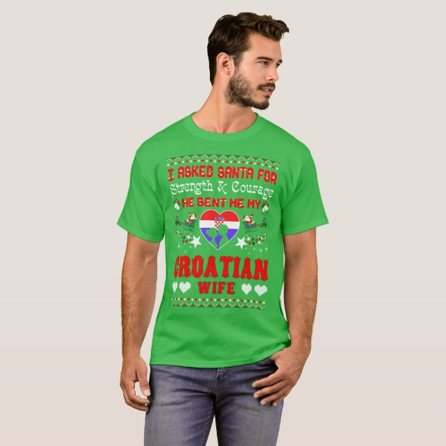 T-shirt Père Noël a envoyé à Noël croate d'épouse le (Devant entier)
