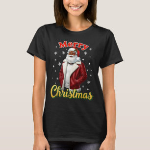 T-shirt Père Noël afro-américain Noël Cool Black X-mas 