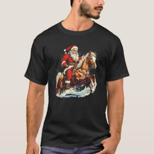 T-shirt Père Noël amusant à cheval pour la veille de Noël