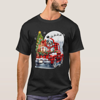 T-shirt Père Noël Australian Shepherd sur Pickup Truck Chr