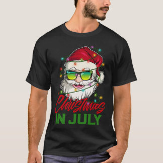 T-shirt Père Noël Avec Lunettes De Soleil Éclairé En Juill