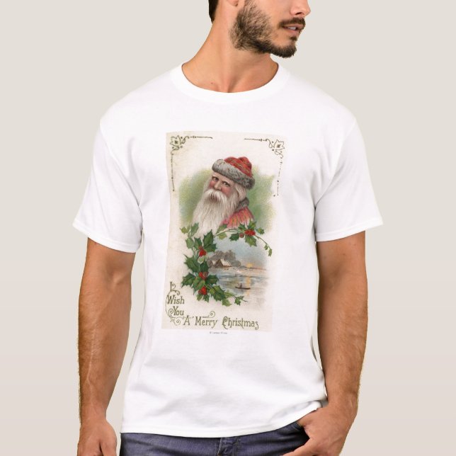 T-shirt Père Noël avec une scène de lac (Devant)