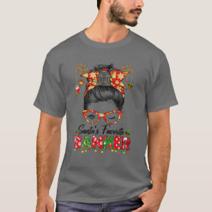 T-shirt père Noël Banker favori Messy Bun Cheveux Noël 