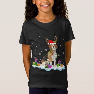 T-Shirt Père Noël Beagle Funny Lights Père Noël Reindeer A