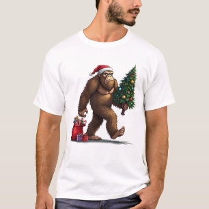 T-shirt Père Noël Bigfoot Noël Arbre Lumières