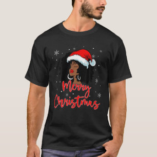 T-shirt Père Noël Black Melanin Américaine Africaine Casqu