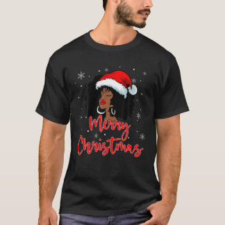 T-shirt Père Noël Black Melanin Américaine Africaine Casqu