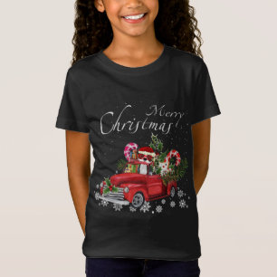 T-Shirt Père Noël Boston Terrier équitation Camion Rouge M