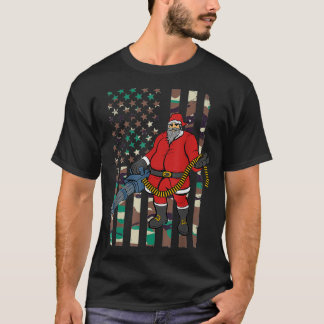 T-shirt Père Noël Camion Drapeau de Noël Machine Gun