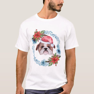 T-shirt Père Noël Casquette Bulldog Holiday