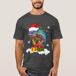 T-shirt Père Noël Chameleon Animaux Lumières de Noël Lover