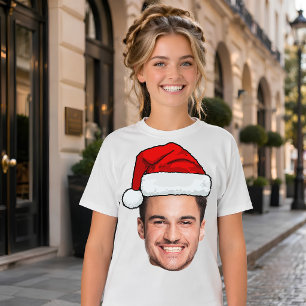 T-shirt Père Noël Chapeau de Noël Photo de Visage Personna