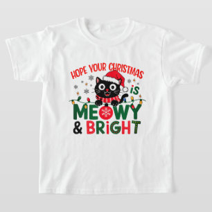 T-shirt Père Noël Chat Noir Meowy & Bright Filles de Noël