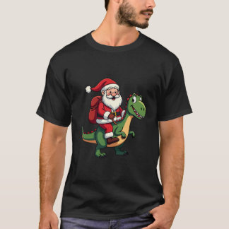 T-shirt Père Noël chevauchant un dinosaure meilleur cadeau