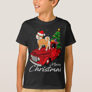 T-shirt Père Noël Chien Marches Camion Rouge Costume de Py