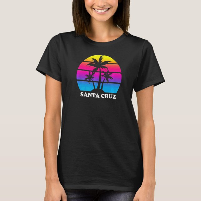 T-shirt Père Noël Cruz California Retro Palm Tree Sunset V (Devant)