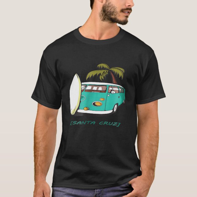T-shirt Père Noël Cruz Californie CA Surf Van Souvenir (Devant)