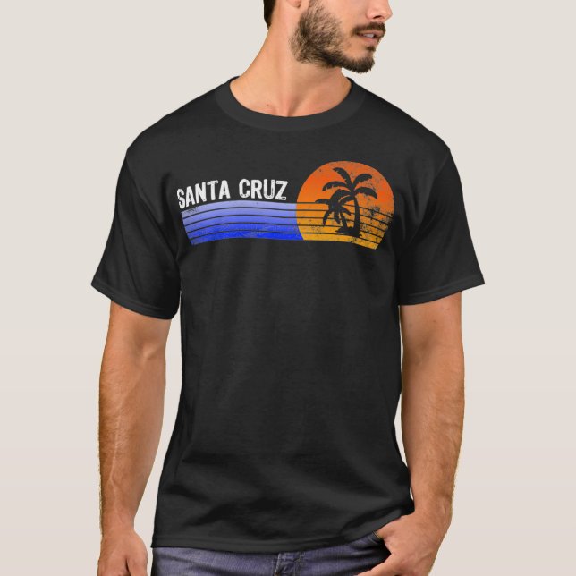 T-shirt Père Noël Cruz Sunset Retro Palm Tree Océan Califo (Devant)