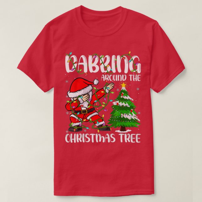 T-shirt Père Noël Dabbing autour de l'enfant illuminé par  (Design devant)