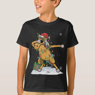 T-shirt Père Noël Dabbing Cheval lumières de Noël drôle No