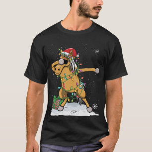 T-shirt Père Noël Dabbing Cheval lumières de Noël drôle No
