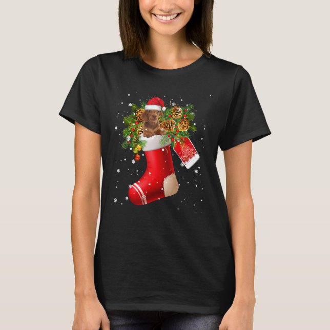 T-shirt Père Noël Dachshund En Pyjama De Choc De Noël (Devant)
