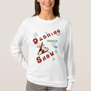 T-shirt Père Noël Dashing through the Snow on Ski's