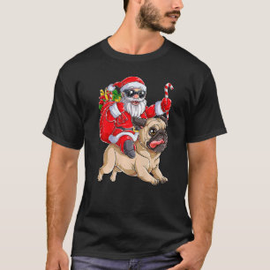 T-shirt Père Noël de Noël Cavalant Pug Garçons Hommes Pugm
