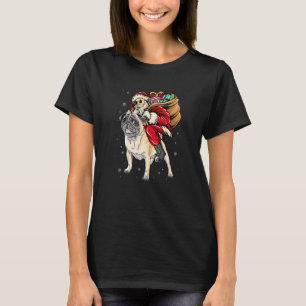 T-shirt Père Noël de Noël chevauchant un Pug Xmas Garçons