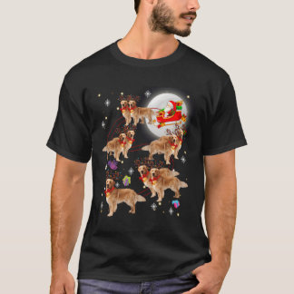 T-shirt Père Noël de Noël chevauchant un Retriever doré Xm