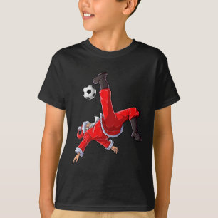 T-shirt Père Noël de Noël Football Kick vélo Noël Garçons