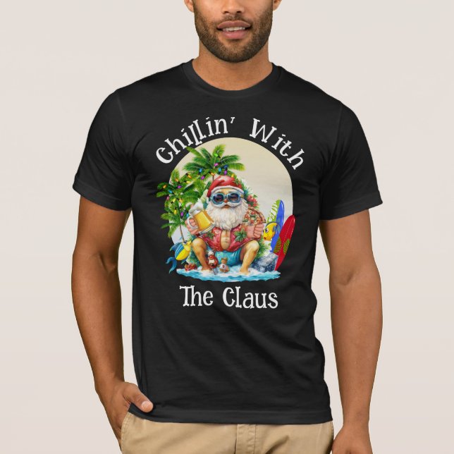 T-shirt Père Noël de plage pour hommes et femmes (Devant)