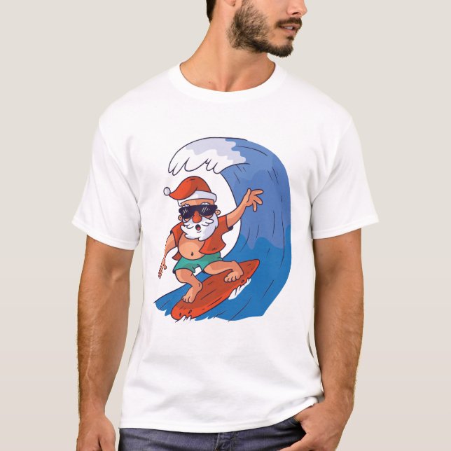 T-shirt Père Noël de surf (Devant)