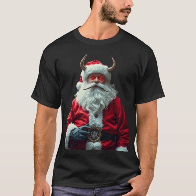 T-shirt Père Noël démoniaque avec cornes (Devant)