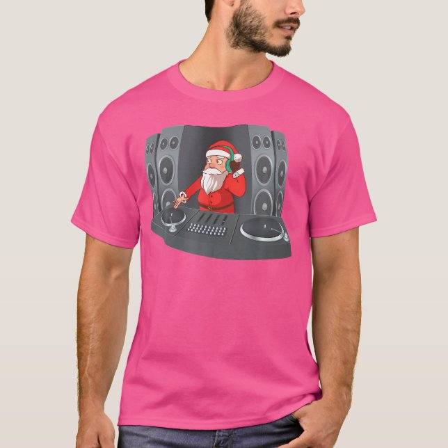 T-shirt Père Noël Dj Christmas Gift Deejay Techno Hip hop  (Devant)